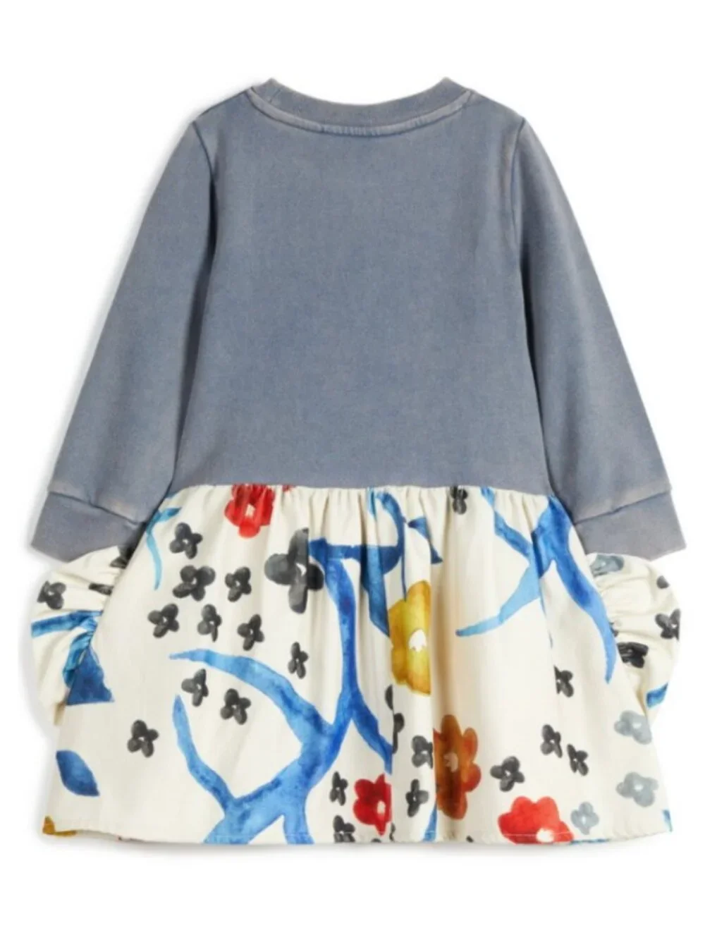 Wolf & Rita Mercedes Dress Blue Sweatshirt Floral Corduroy 100% Cotton